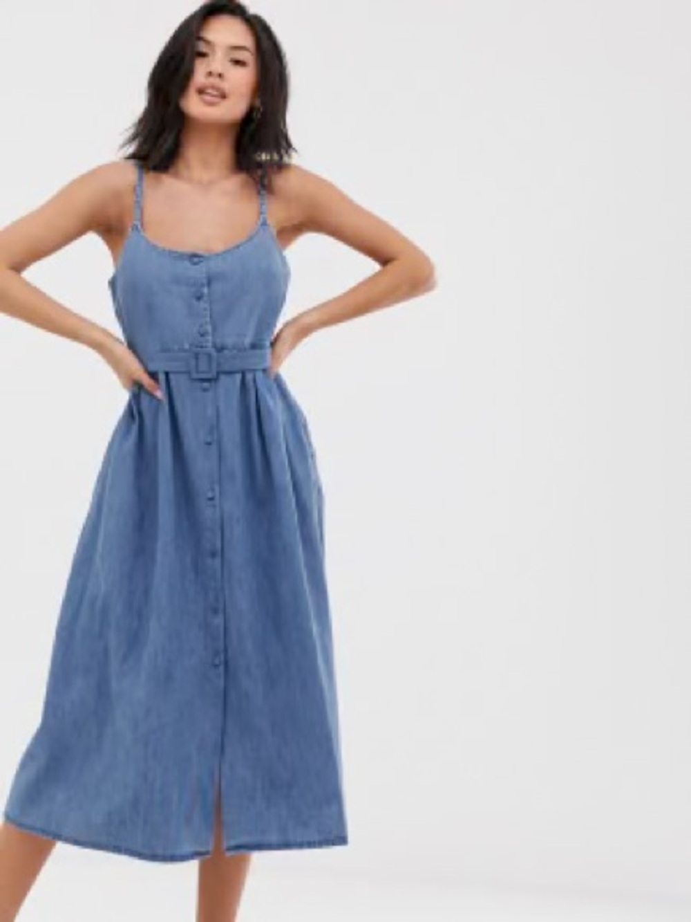ASOS design denim belted midi dress